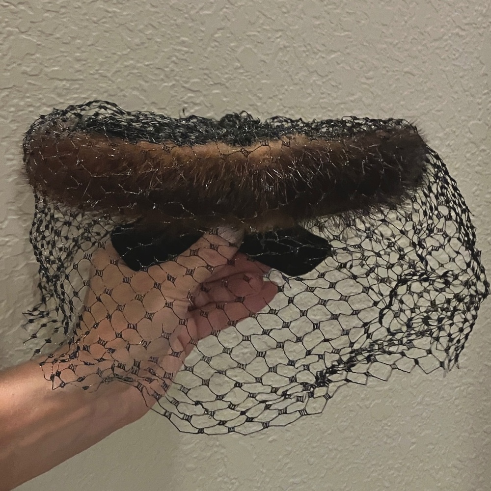 Vintage Mink Velvet Headband with Blusher